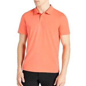 Brady Polo Shirt Mens Short Sleeve Coral Orange Supernova Size Medium
